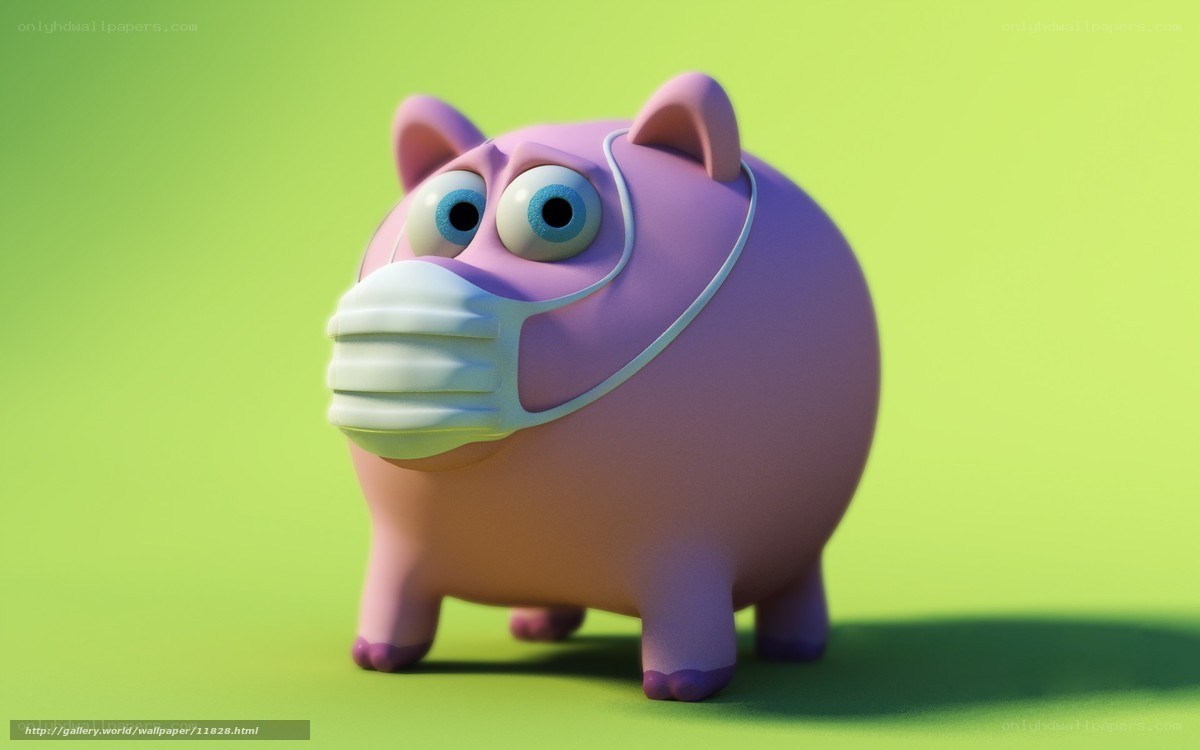 piggy bank wearing mask
