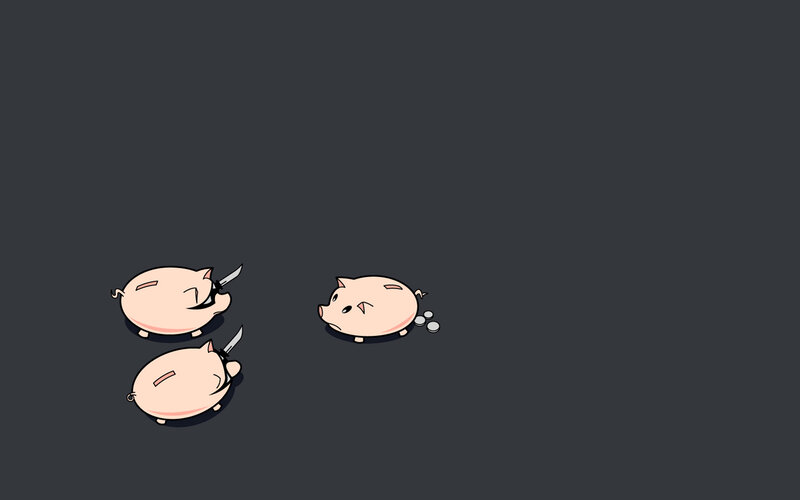 Piggy bank with knives
