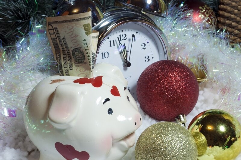 Piggy Bank with Money — White