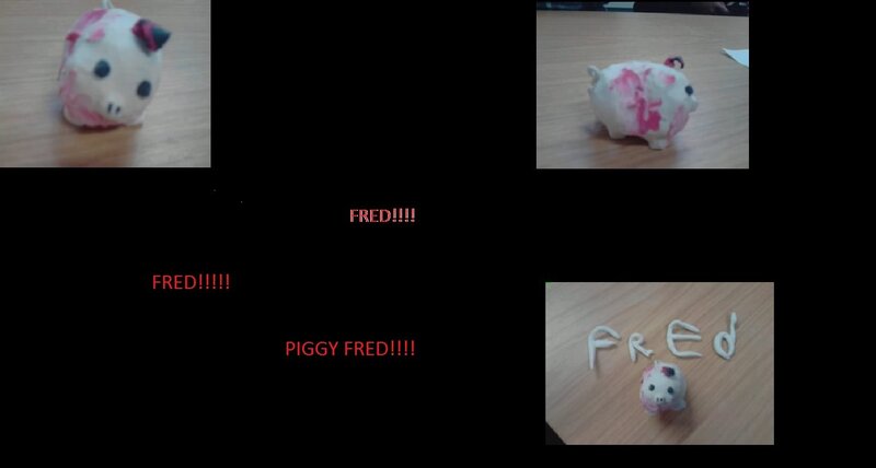 Piggy Fred toy collage