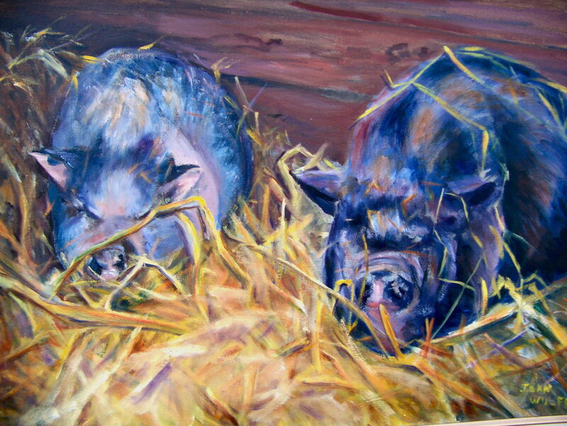 Pigs in a Hay Stalk