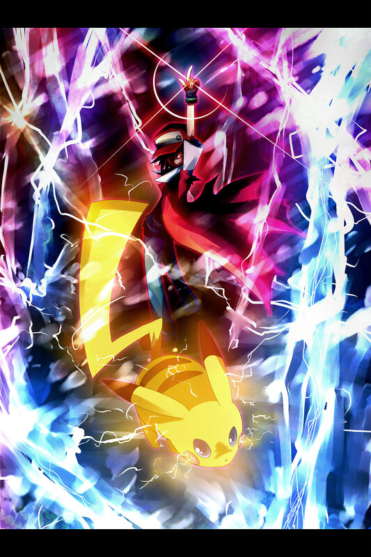 Pikachu and a trainer in action