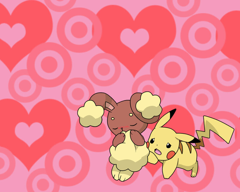 Pikachu and Buneary hugging