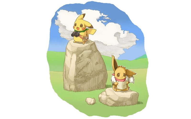 Pikachu and Eevee — Green