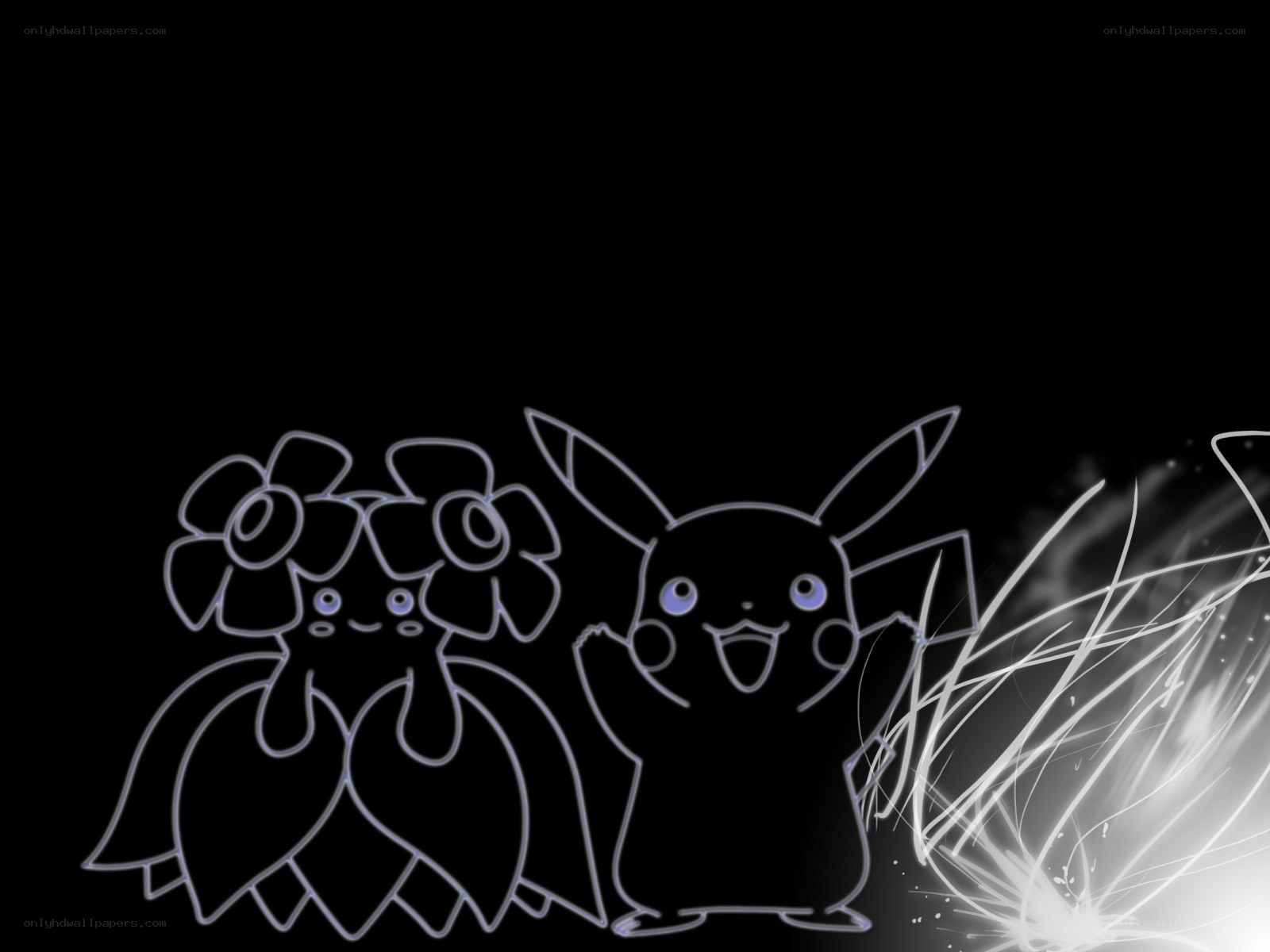 Pikachu and Floette outline