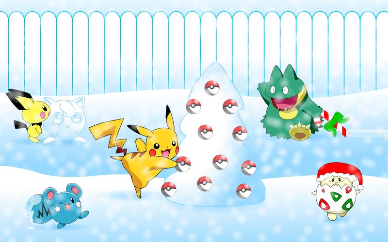 Pikachu and Friends in Snow