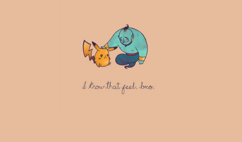 Pikachu and Genie comfort each other