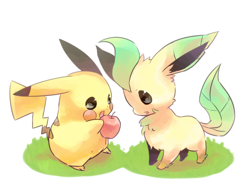 Pikachu and Leafeon — Yellow
