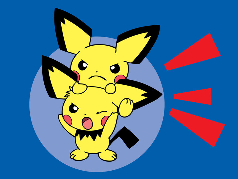 Pikachu and Pichu fighting