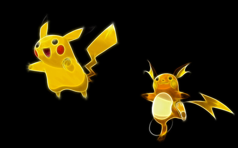 Pikachu and Raichu glowing