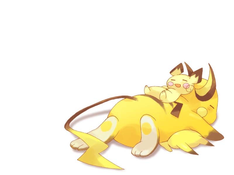 Pikachu and Raichu resting