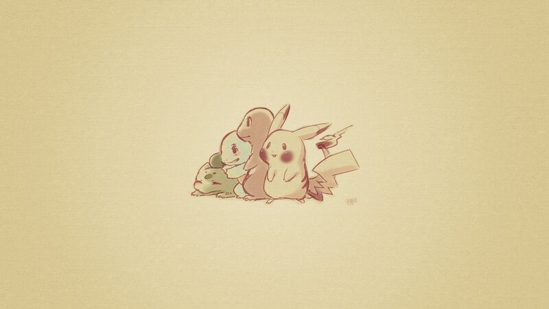 Pikachu and Starter Pokémon — Beige