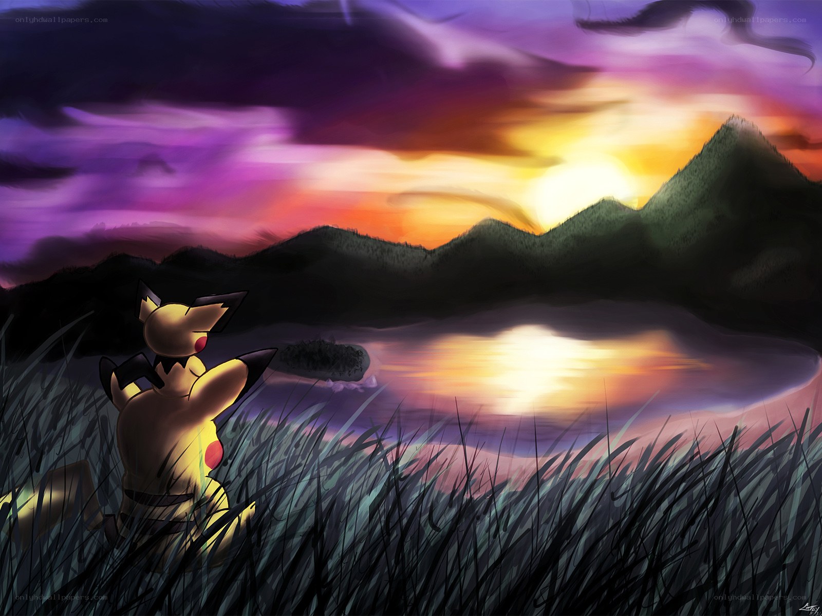 Pikachu at sunset