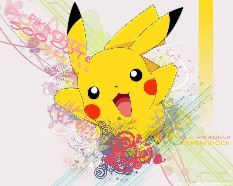 Pikachu Character — Yellow, Playful, Digital Art, Text, Graffiti