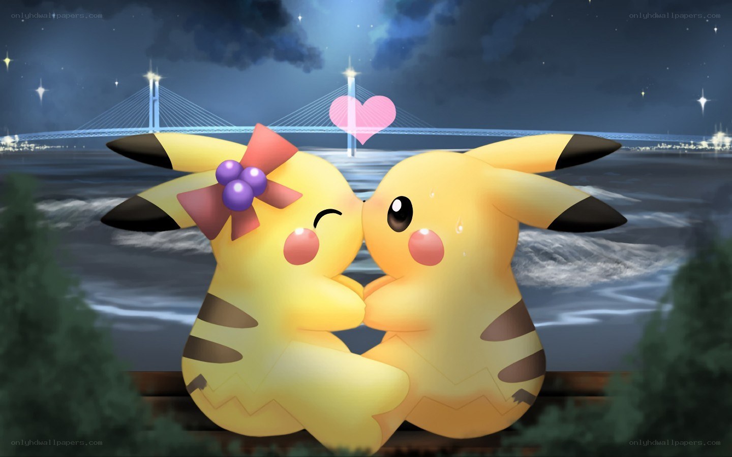 Pikachu couple at night