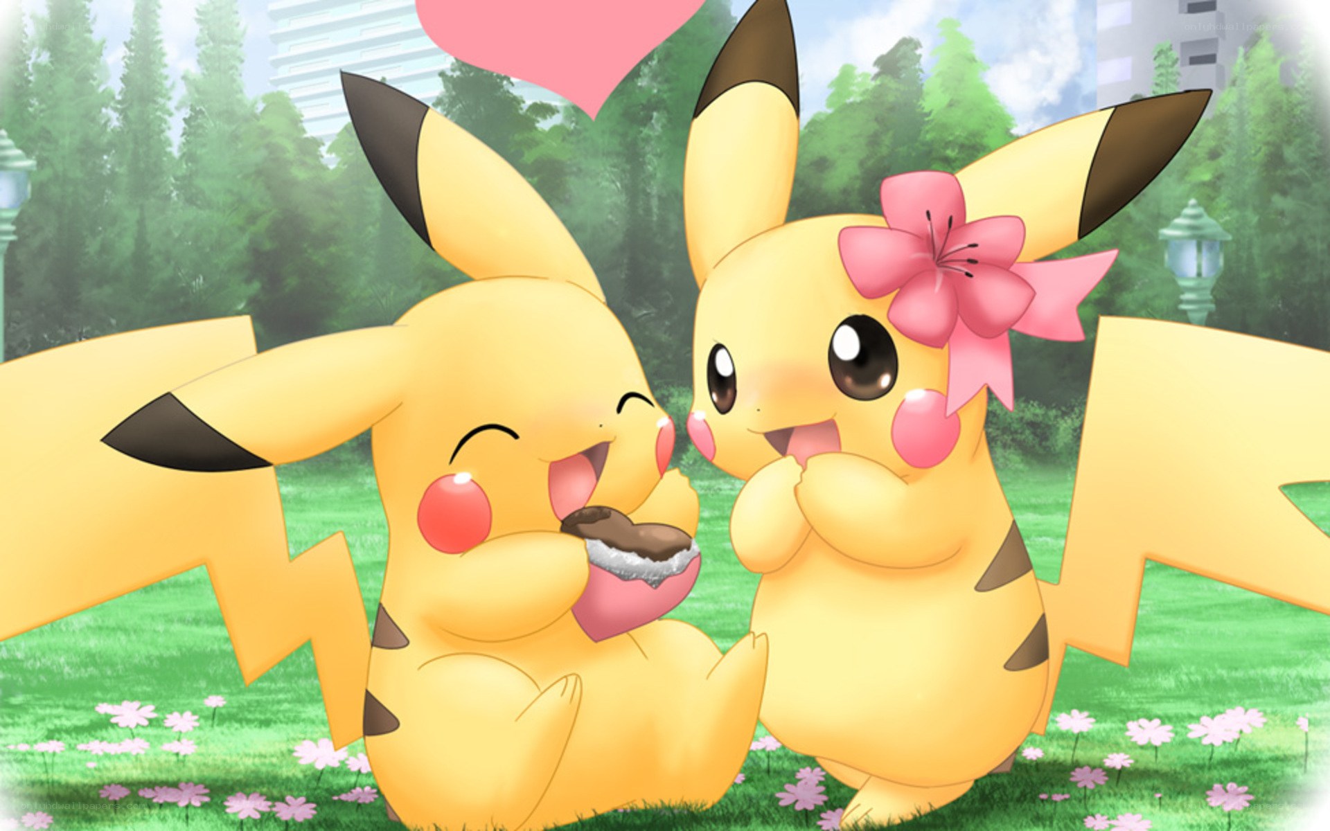 Pikachu couple in park