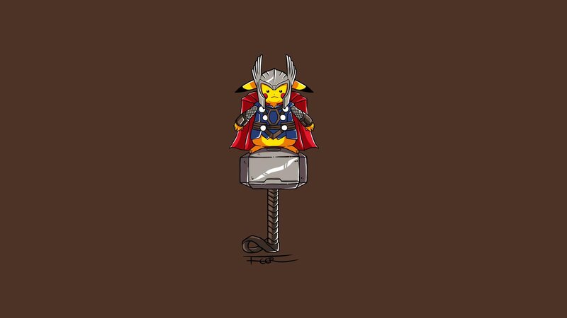 Pikachu Dressed as Thor — Brown