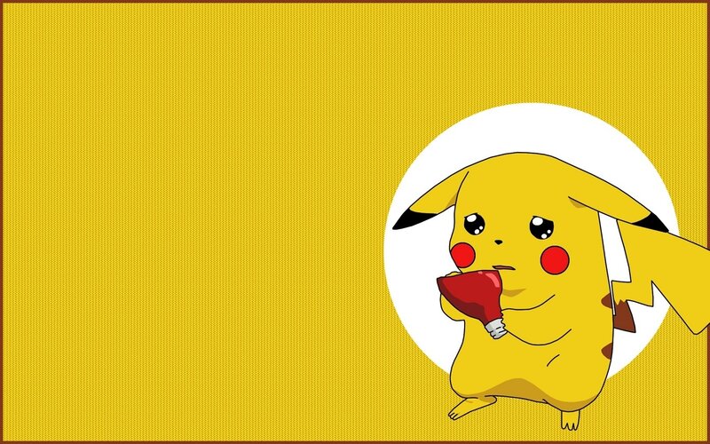 Pikachu eating a hot dog