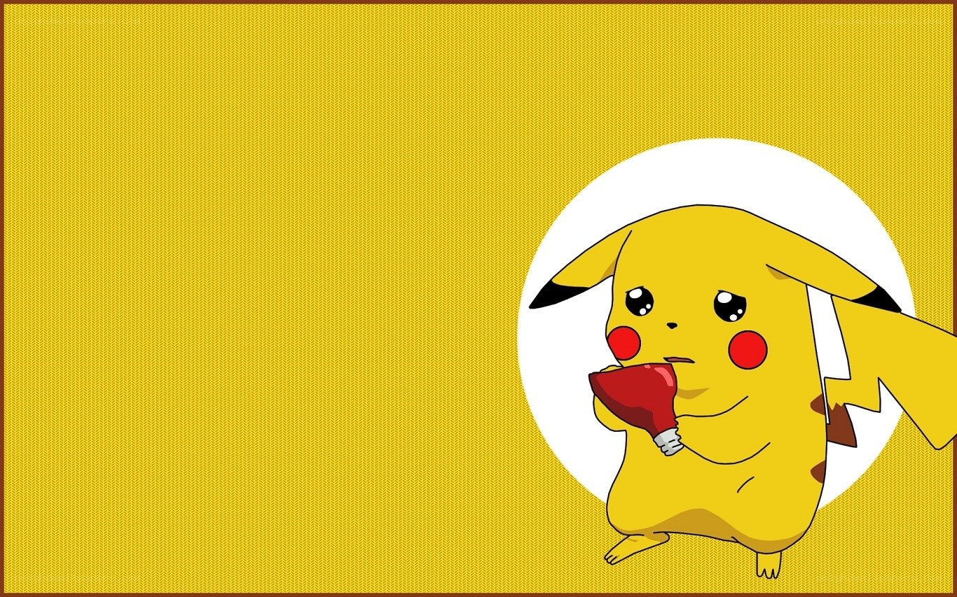 Pikachu eating a hot dog