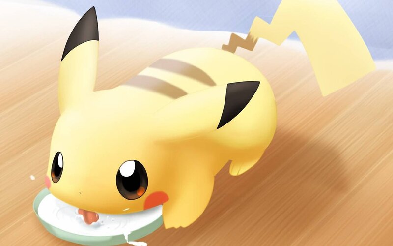 Pikachu Eating Milk