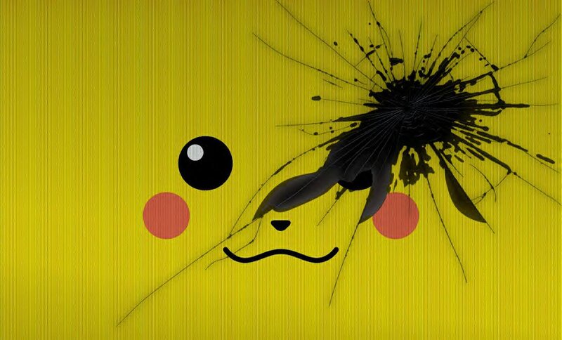 Pikachu Face on Cracked Screen
