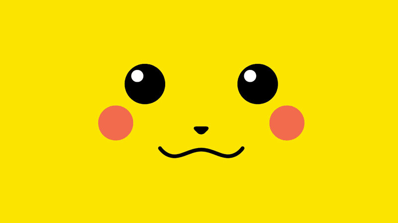 Pikachu Face — Yellow, Happy