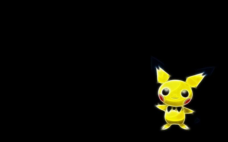 Pikachu glowing on black