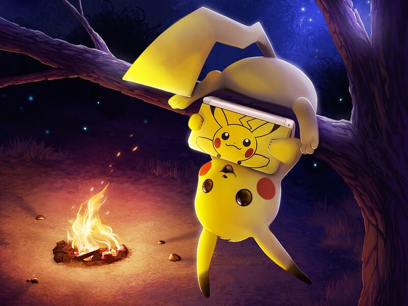 Pikachu Hanging from Branch