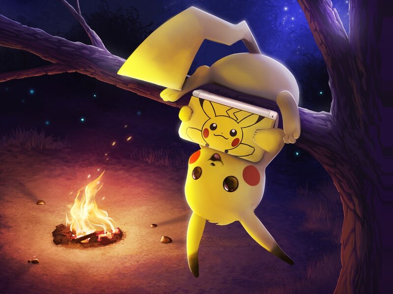 Pikachu Hanging from Branch — Yellow