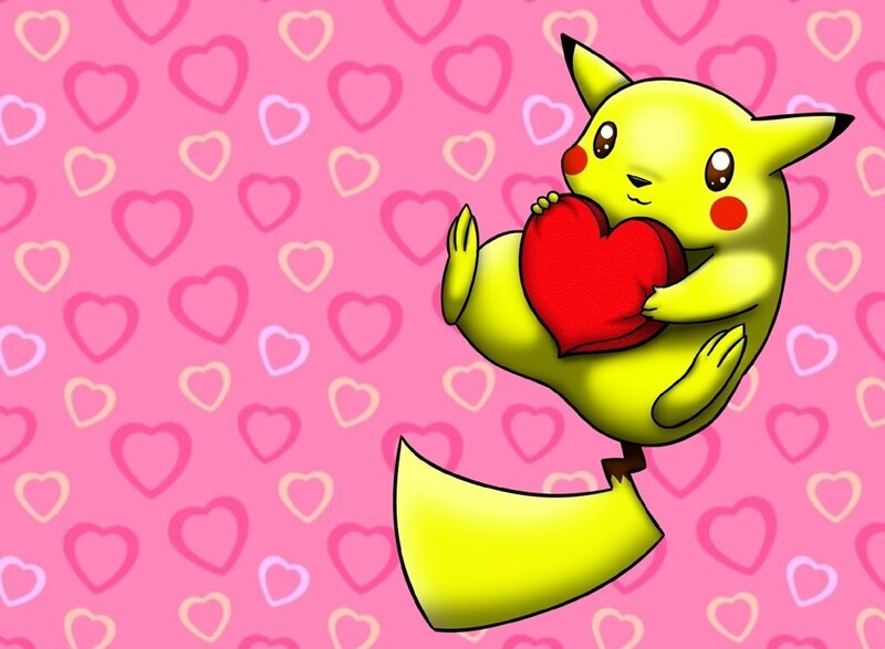 Pikachu holding a heart