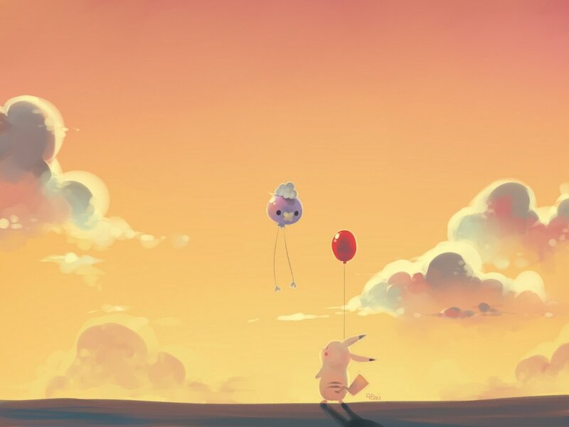 Pikachu Holding Balloon — Orange