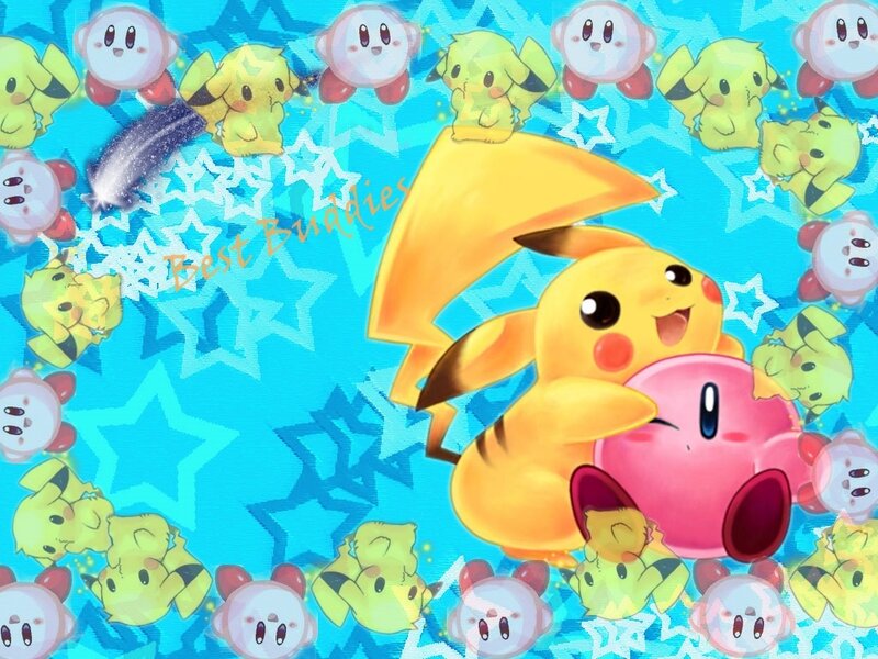 Pikachu Hugging Kirby