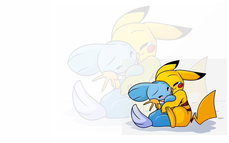 Pikachu hugging Piplup