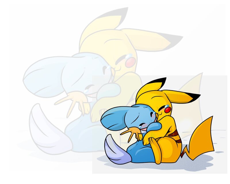 Pikachu Hugging Piplup — Yellow