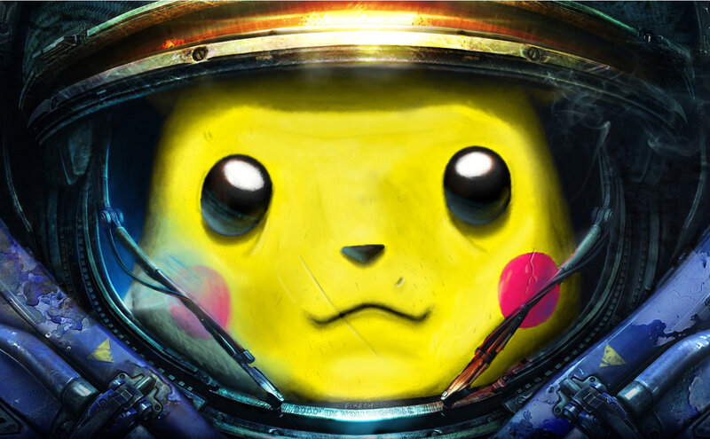 Pikachu in a spacesuit