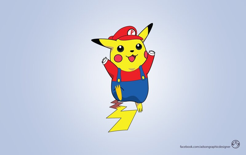 Pikachu in Mario Outfit