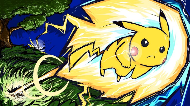 Pikachu in Motion — Yellow
