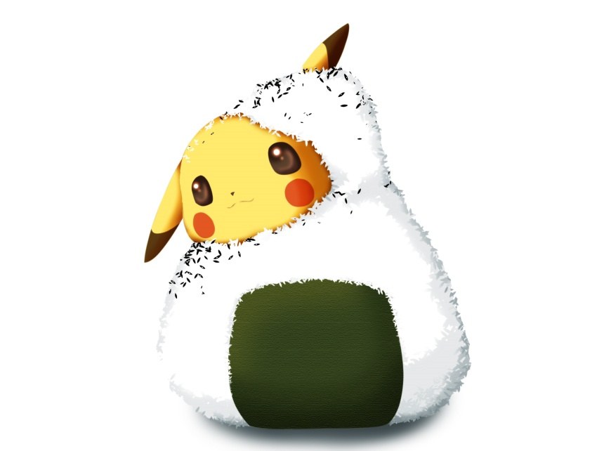 Pikachu in onigiri costume
