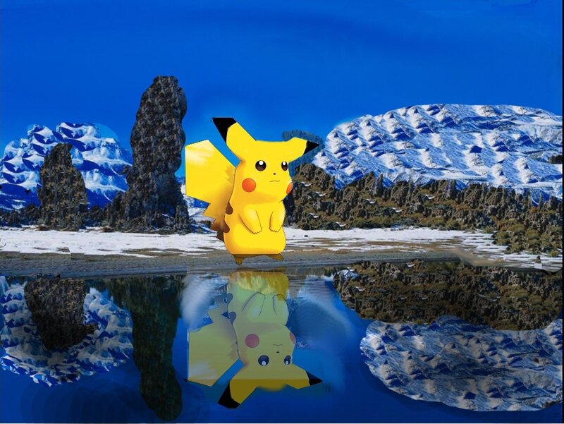 Pikachu in Snowy Landscape