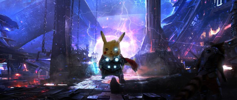 Pikachu in Thor Armor — Blue