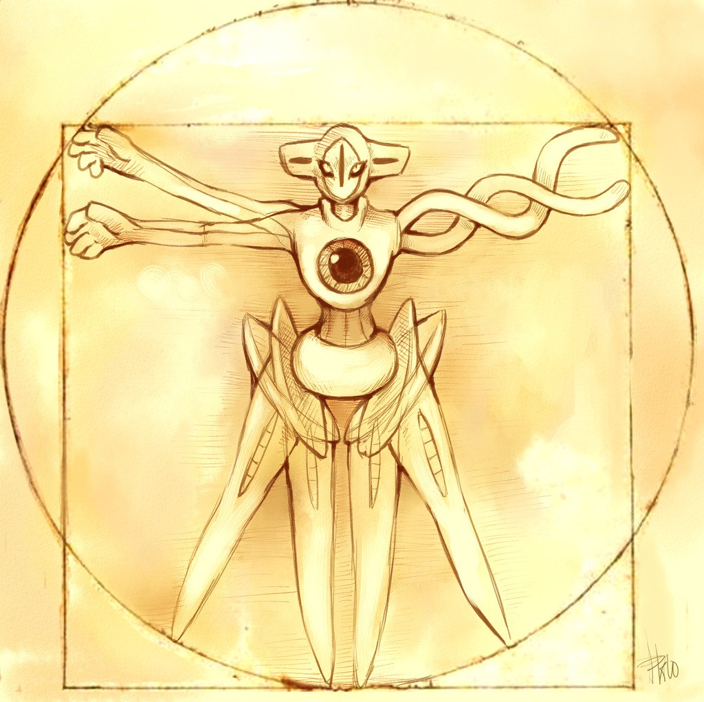Pikachu in Vitruvian Man pose