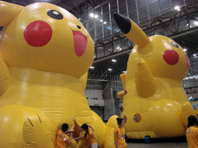 Pikachu inflatable figures at event