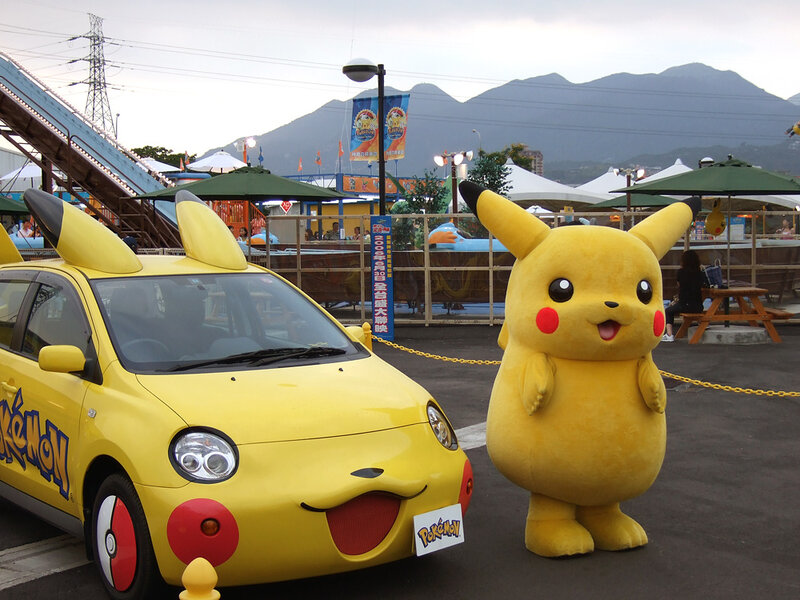 Pikachu Mascot and Car