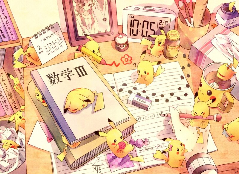Pikachu on a Desk — Yellow