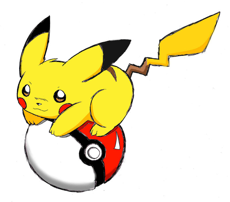 Pikachu on Pokeball — Yellow