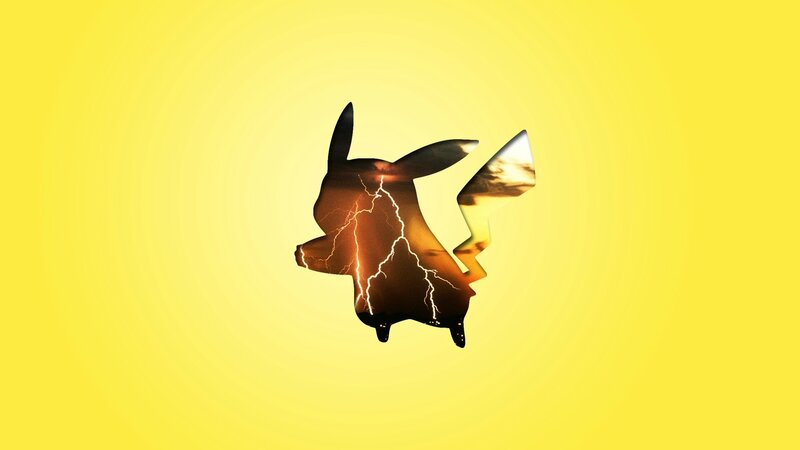Pikachu silhouette with lightning