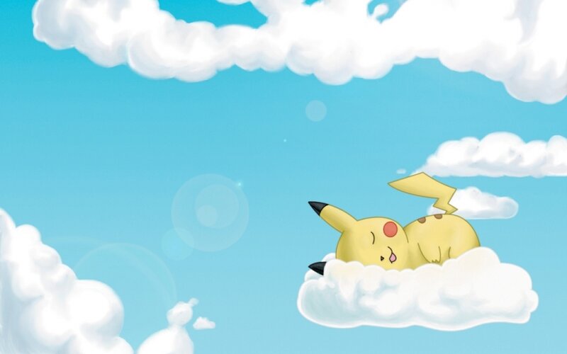 Pikachu Sleeping on Cloud — Blue