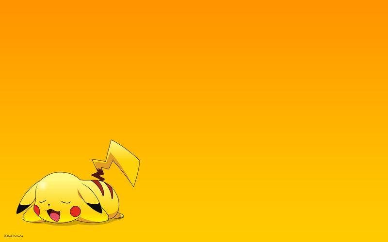 Pikachu sleeping on orange