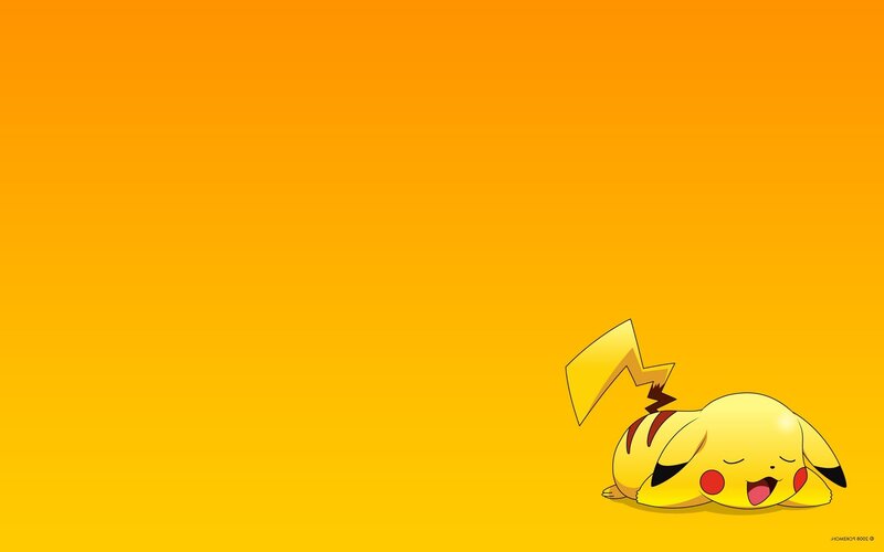Pikachu sleeping on orange