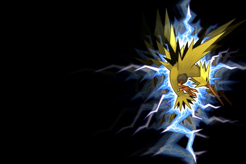 Pikachu surrounded by lightning